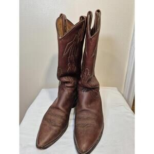 VTG Dan Post Marlboro Almond Toe Cowboy Boot Mens 8 Med Suede